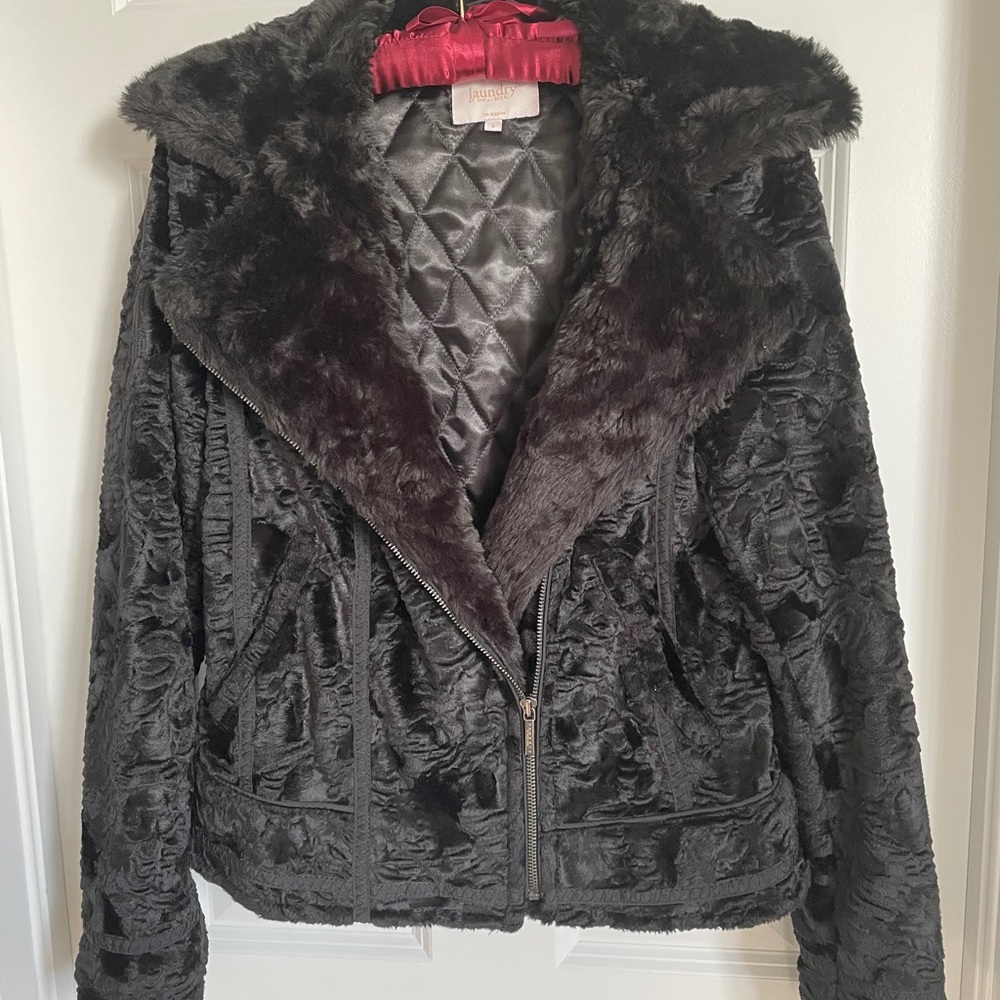 Laundry by Shelli Segal Black Faux-Fur Jacket